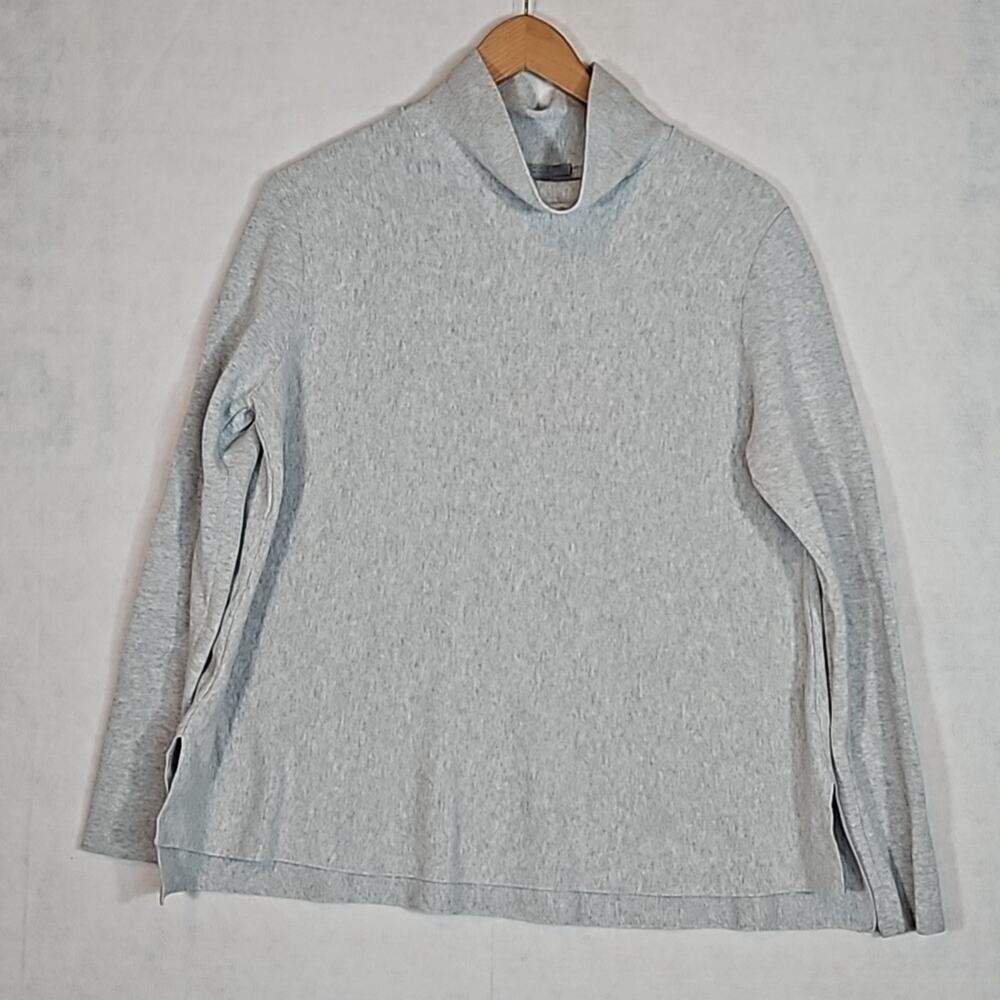 COS Grey Mock Neck Cotton Sweater Women's Size Small Minimalist Ribbed Knit